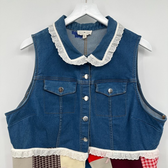 Vintage Quilted Patchwork Vest Top Shirt Size 3X Double Knit Upcycled Boho Artsy - Picture 4 of 11